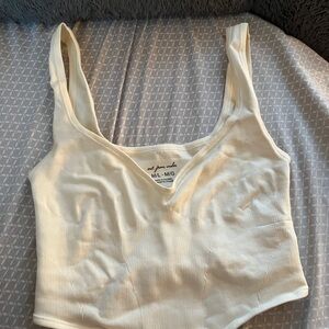 Urban Outfitters White Crop Fitted Tank Top